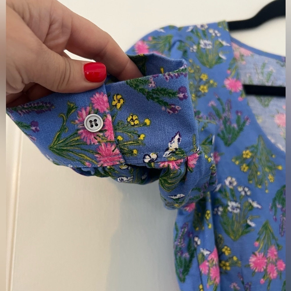 LOFT Floral U-Neck Puff Sleeve Dress size 2 (E103) - Picture 3 of 15